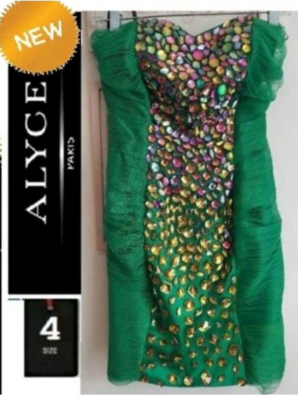 NWT Alyce formal dress,  size 4, green with jewels